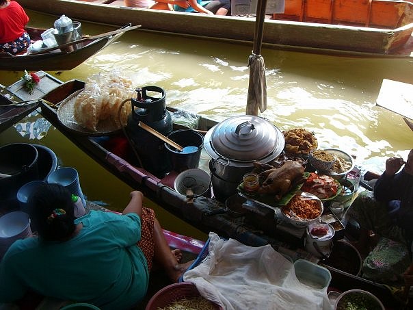 Marché flottant en Thailande